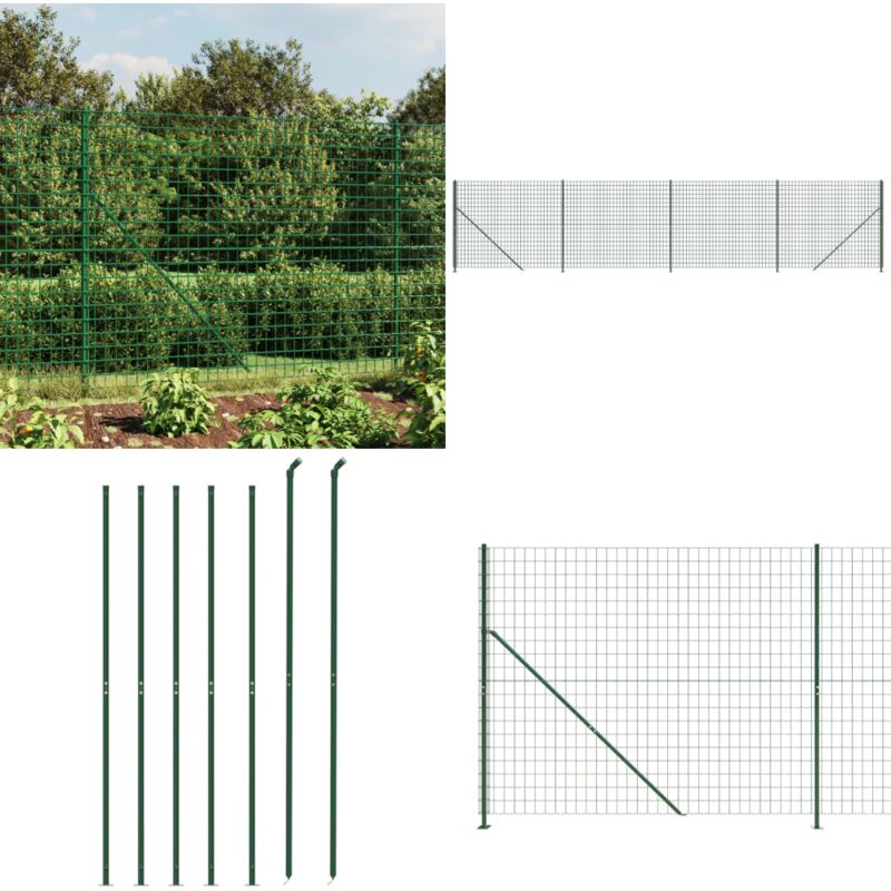 Clôture en treillis métallique avec bride vert 2x10 m - Clôture Métal - Clôture Jardin - Clôture Rigide - Clôture Verte - Clôture Sécurité - Home &