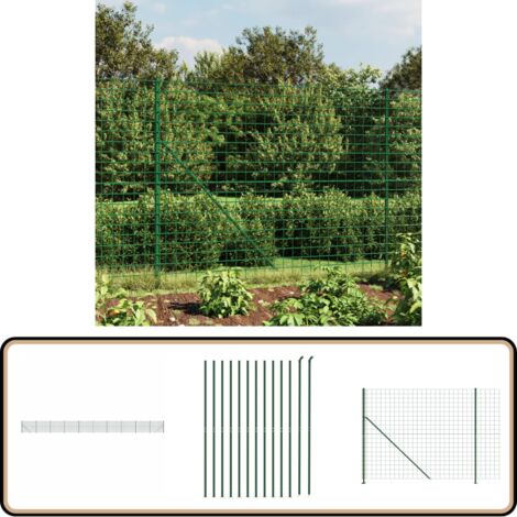 Clôture en treillis métallique avec bride vert 2x25 m - Clôture Métal - Clôture Jardin - Clôture Rigide - Clôture Verte - Clôture Design