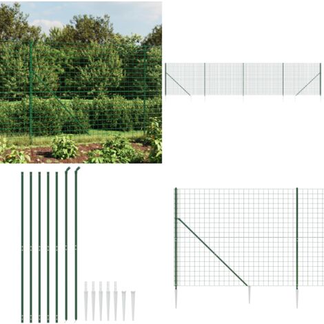 Clôture en treillis métallique et piquet d'ancrage vert 1,8x10m - Clôture Métal - Clôture Jardin - Clôture Treillis - Clôture Verte - Clôture Robuste - Home & Living