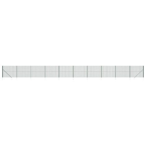 Clôture en treillis métallique et piquet d'ancrage vert 2x25 m CFW51439