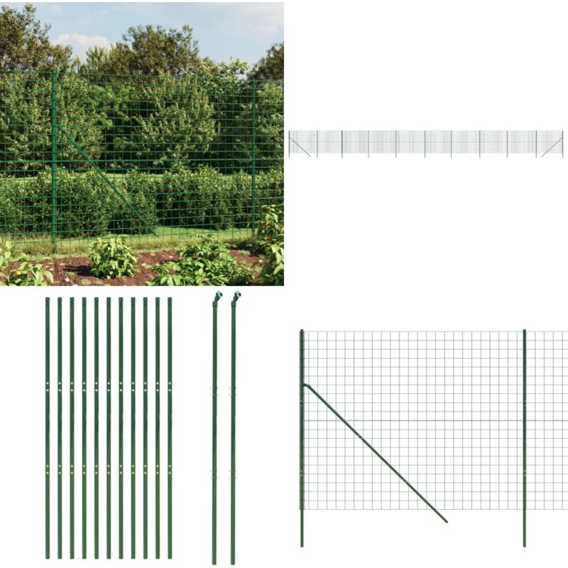 Clôture en treillis métallique vert 2,2x25 m acier galvanisé - Clôture Métal - Clôture Jardin - Clôture Rigide - Clôture Verte - Clôture Sécurité