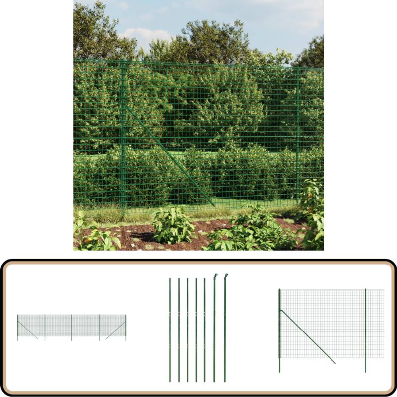 Vidaxl - Clôture en treillis métallique vert 2x10 m acier galvanisé - Clôture Métal - Clôture Jardin - Clôture Rigide - Clôture Verte - Clôture
