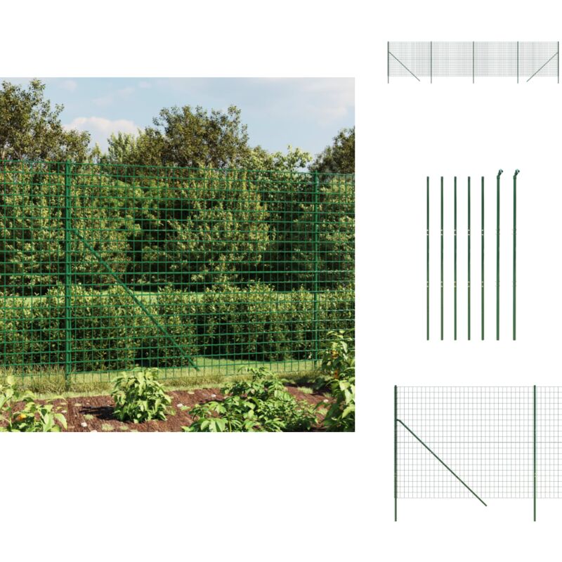 Clôture en treillis métallique vert 2x10 m acier galvanisé - Clôture Métal - Clôture Jardin - Clôture Rigide - Clôture Verte - Clôture Sécurité