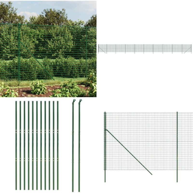 Clôture en treillis métallique vert 2x25 m acier galvanisé - Clôture Métal - Clôture Jardin - Clôture Rigide - Clôture Verte - Clôture Sécurité
