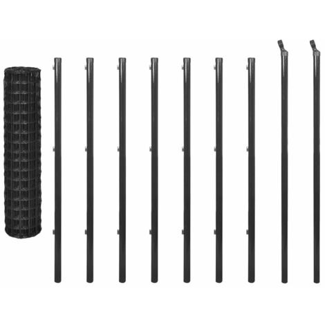 Clôture euro Acier 10 x 0,8 m Gris