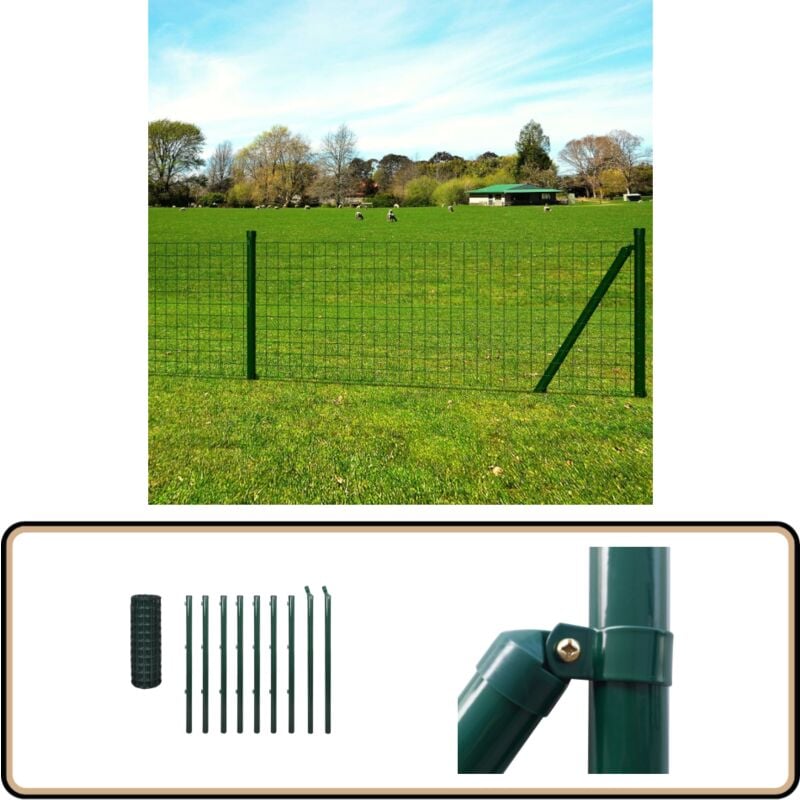 Vidaxl - Clôture Euro Acier 10 x 1,2 m Vert - Clôture Acier - Clôture Européenne - Clôture Jardin - Clôture Verte - Panneau De Clôture