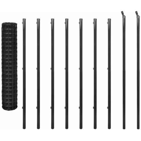 Clôture Euro Acier 25 x 1,7 m Gris