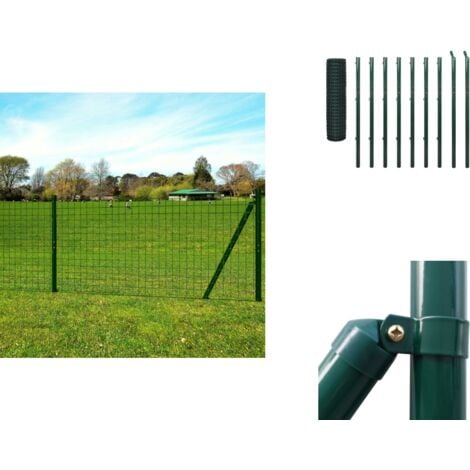 Clôture Euro Acier 10 x 1,7 m Vert - Clôture Acier - Clôture Européenne - Clôture Jardin - Clôture Verte - Panneau De Clôture
