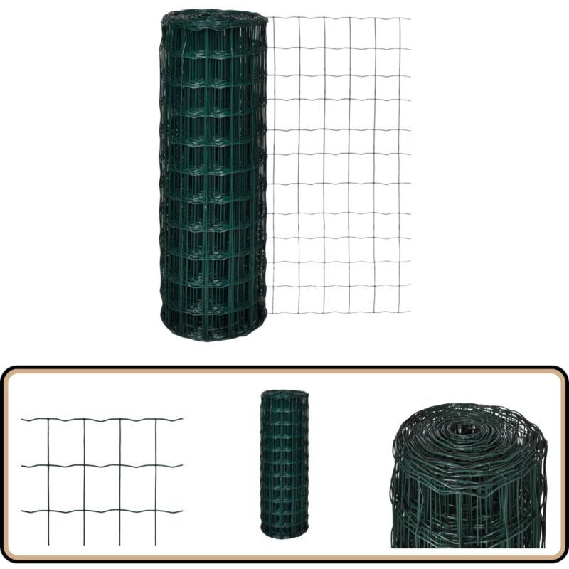 Clôture Euro Acier 10 x 1,7 m Vert - Clôture Acier - Clôture Verte - Clôture Euro - Grillage Métallique - Clôture Jardin