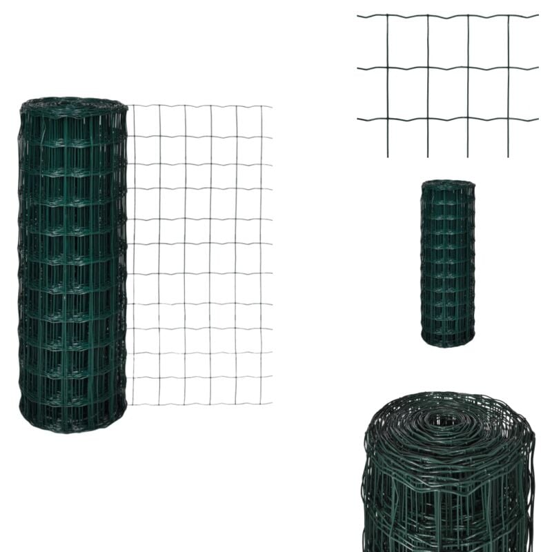 Clôture Euro Acier 10 x 1,7 m Vert - Clôture Acier - Clôture Verte - Clôture Euro - Grillage Métallique - Clôture Jardin