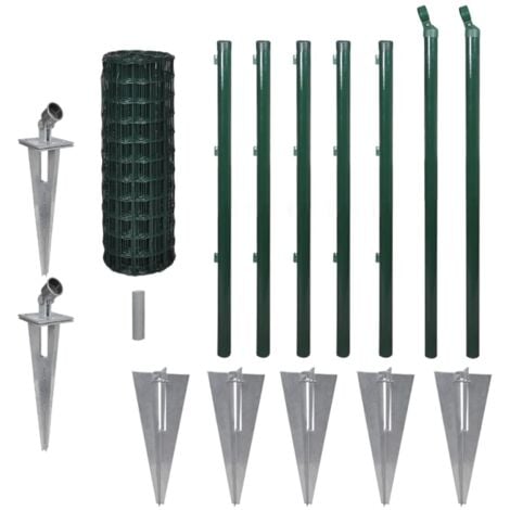 vidaXL Clôture Euro Acier Grillage Protection pour Volaille Chiots Installations de Jardin Industrie Ferme Extérieur Multi-taille Vert/Gris