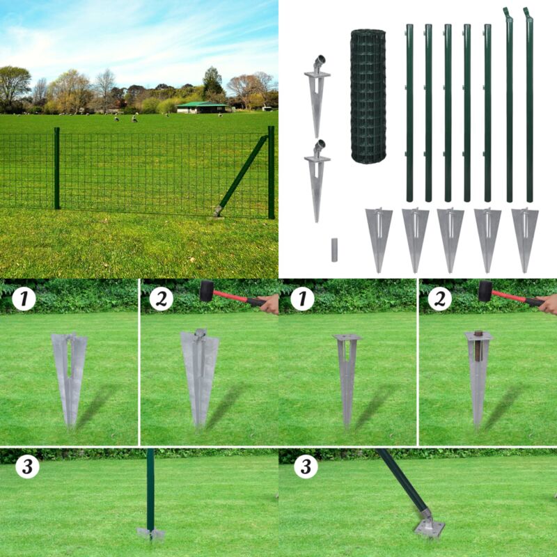 Clôture euro Acier 10x1,0 m Vert - Clôture Acier - Clôture Euro - Clôture Jardin - Clôture Verte - Clôture Résidentielle - Home & Living