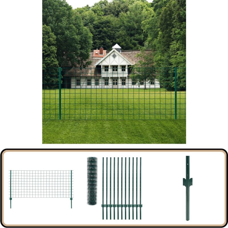 Vidaxl - Clôture Euro Acier 20x1,2 m Vert - Clôture En Acier - Clôture Pvc - Clôture Extérieur - Clôture Jardin - Clôture Résidentielle