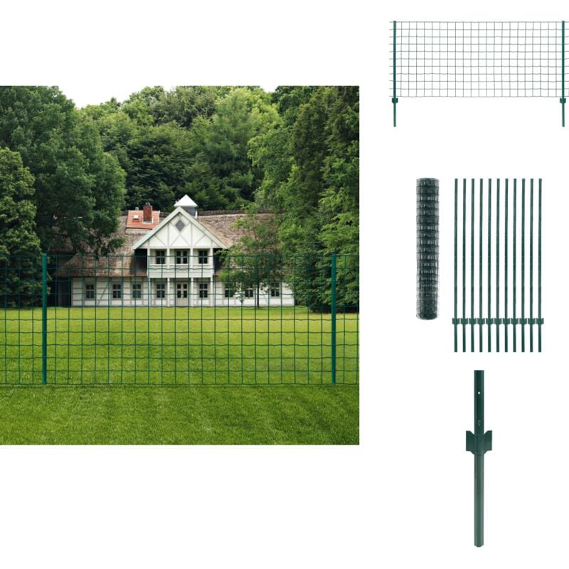 Clôture Euro Acier 20x1,5 m Vert - Clôture En Maille - Clôture D'extérieur - Clôture Métallique - Clôture Verte - Clôture Rigide