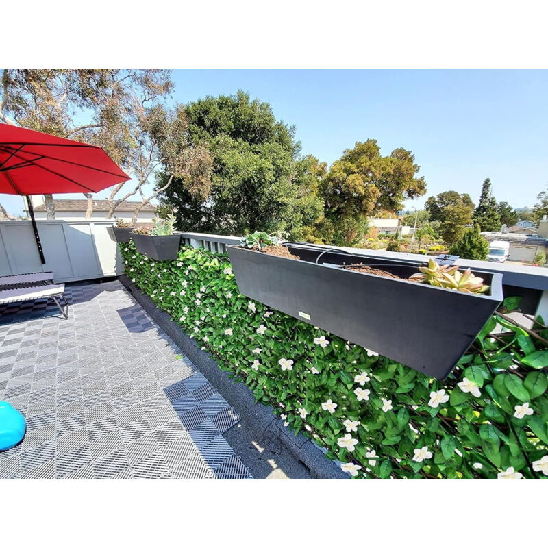Clôture extensible pour balcon, terrasse, extérieur, panneau décoratif en lierre artificiel, haies artificielles (feuilles unilatérales) (fleurs