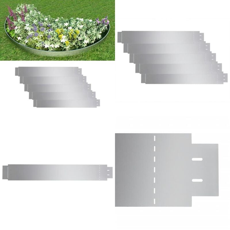 Clôture flexible de pelouse 5 pcs Acier galvanisé 100x14 cm - clôture de pelouse - clôtures de pelouse - Home & Living - Argent