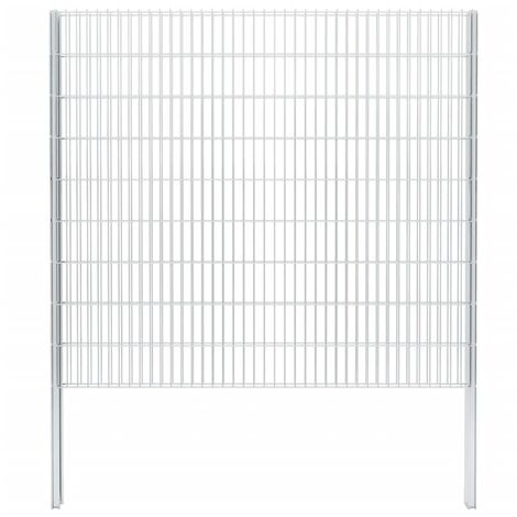 Clôture gabion 2D Acier galvanisé 2,008x1,83m 2 m total Argenté