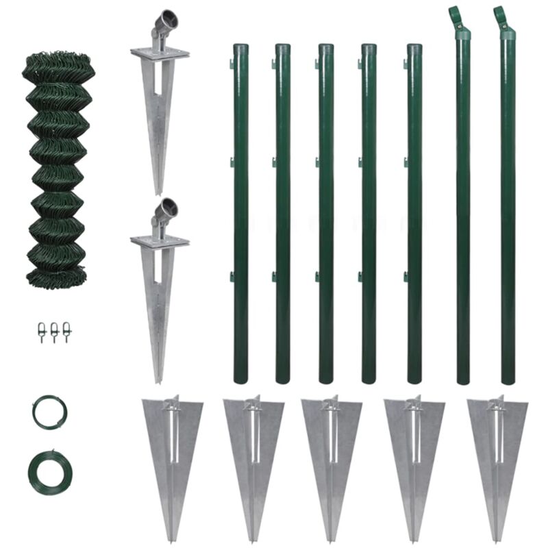 Clôture à mailles losangées et poteaux acier 1,25x15 m Vidaxl