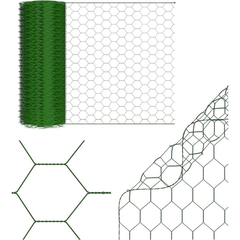 Lucn - Clôture hexagonale - 0,5 m x 25 m - Grillage métallique galvanisé - Pour lapins et poules - Pour travaux manuels, jardin, potager, animaux
