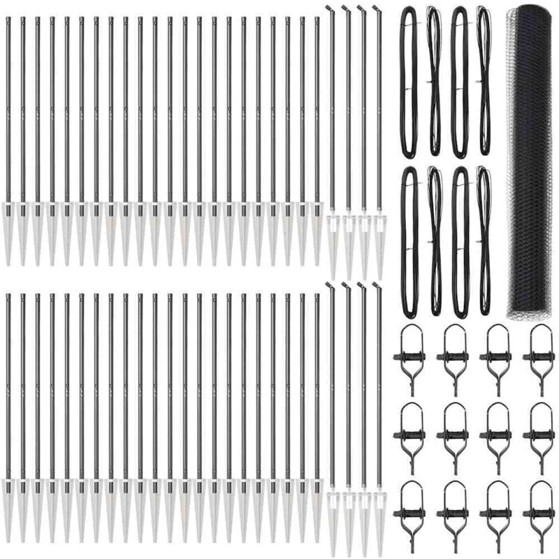 Clôture Hexagonale Grise 1,2x100 m Acier, Pieux de Clôture avec Piquet 13 pcs Ø32 mm 140 cm Acier Galvanisé vidaXL