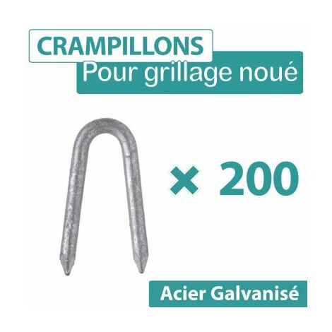Cloture & Jardin – 200 crampillons acier galvanisé 2,5mm – Longueur 25mm – Fixation grillage sur poteaux bois – Usage extérieur horticulture