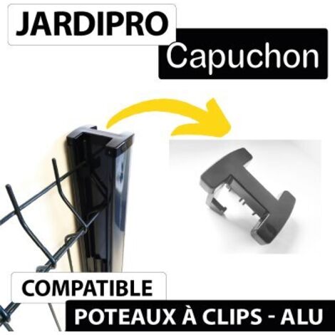 Cloture & Jardin – Capuchon pour poteau à clips noir – Accessoire pour poteau – Résistant aux intempéries – Traitement anti-UV – Finition soignée