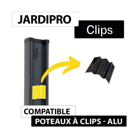 Cloture & Jardin – Clip en aluminium gris anthracite pour poteau JARDIPREMIUM – Résistant aux intempéries – Installation facile – Compatible avec poteaux 1,07m à 2,67m