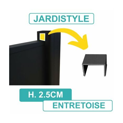 Cloture & Jardin – Entretoise intermédiaire de clôture gris anthracite 2,5 cm – Pour lames en aluminium ou composite – Fixation rapide entre lames
