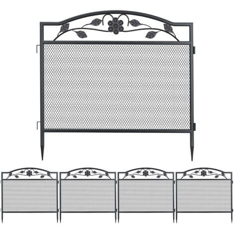 Clôture Jardin Extérieur Métal 5pcs Bordures Décoratives Grille de Protection Fer Forgé Portillon de Jardin - Horizontal 80x80cm