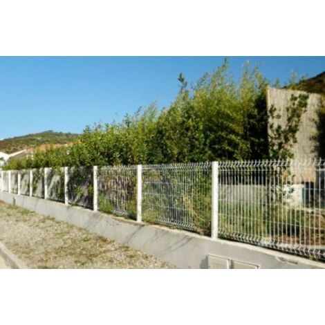 Cloture & Jardin – Kit grillage rigide blanc 50m – Acier thermolaqué – Panneaux 2m – Sur platines – Hauteur 0,83m – Garantie 10 ans