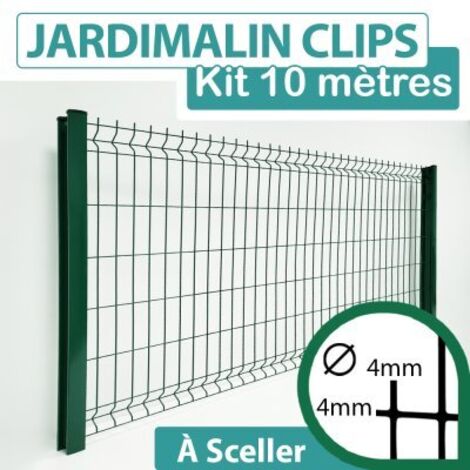 Cloture & Jardin – Kit grillage rigide vert 10m – Panneaux en acier thermolaqué – Hauteur 1,23m – Maille 200x55mm – Garantie 10 ans