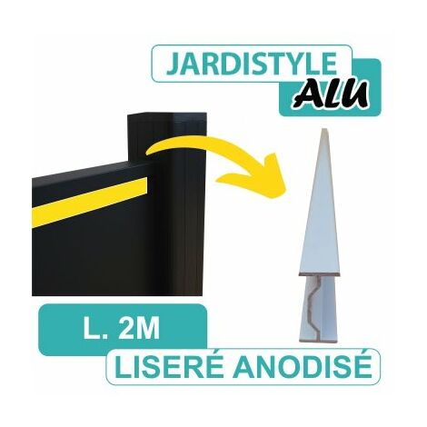 Cloture & Jardin – Liseré aluminium gris anodisé 2m – Épaisseur 1.6mm – Aluminium renforcé – Résistant à la rouille et à la corrosion