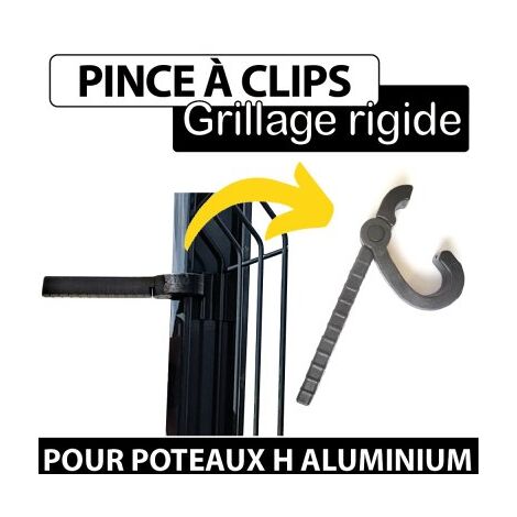 Cloture & Jardin – Pince à clips pour poteaux aluminium – Fixation rapide des panneaux de grillage rigide – Accessoire professionnel – Longueur 30cm
