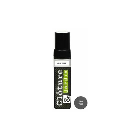 Cloture & Jardin – Pinceau retouche peinture acrylique gris anthracite 12 ml – Résistant aux UV – Séchage rapide en 40 minutes – Pour retouches sur clôtures