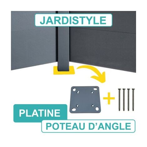 Cloture & Jardin – Platine aluminium pour poteau d'angle – Dimensions 120x120mm – Couleur gris anthracite RAL 7016 – Épaisseur 1.6mm – Fixation incluse