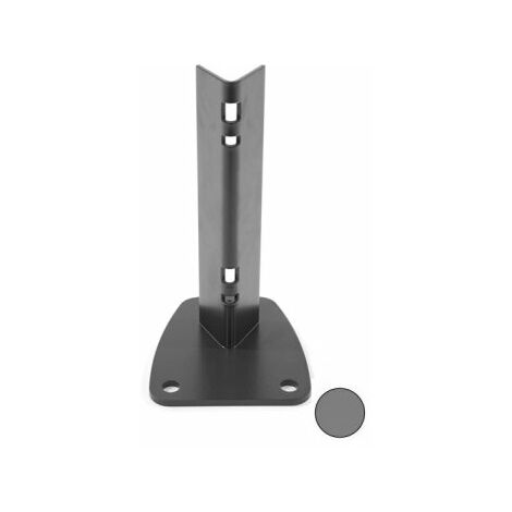 Cloture & Jardin – Platine de fixation en acier galvanisé pour poteaux à encoches – Finition thermolaquée gris anthracite – Dimensions 110x135mm – Ancrage sécurisé