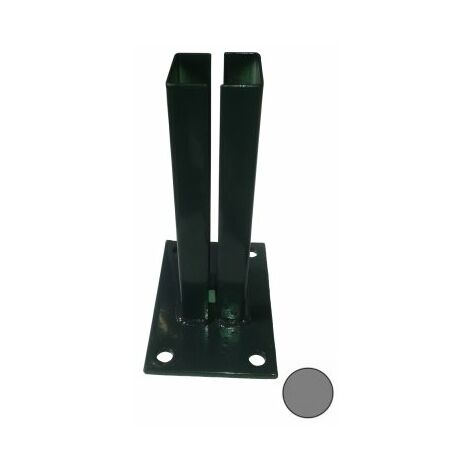 Cloture & Jardin – Platine de fixation pour poteau carré 60mm – Dimensions 150x100mm – Hauteur 200mm – Installation sans scellement – Finition thermolaquée