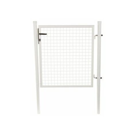 Cloture & Jardin – Portillon grillagé blanc 1m – Revêtement thermolaqué RAL 9016 – Grillage maille 50x50mm – Largeur passage 87cm