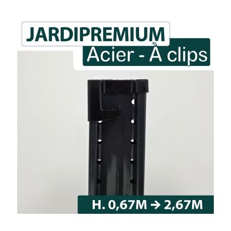 Cloture & Jardin – Poteau pour clôture acier galvanisé 1,27 m – Revêtement thermolaqué gris anthracite RAL 7016 – Fixation rapide avec clips
