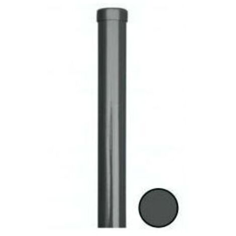 Cloture & Jardin – Poteau rond en acier galvanisé thermolaqué gris anthracite – Diamètre 48mm – Hauteur 0,60 m pour clôtures rigides