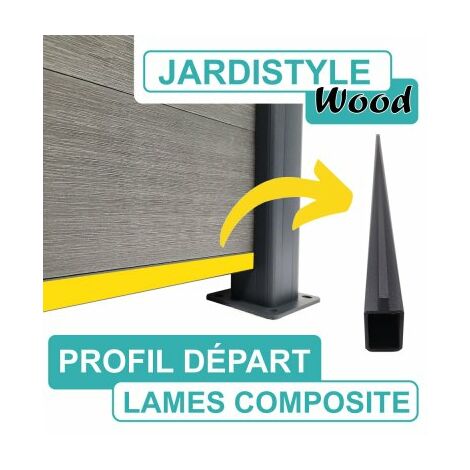Cloture & Jardin – Profil de départ aluminium pour clôture composite – Longueur 180 cm – Hauteur 18 cm – Couleur gris anthracite – Éco-conçu et imputrescible