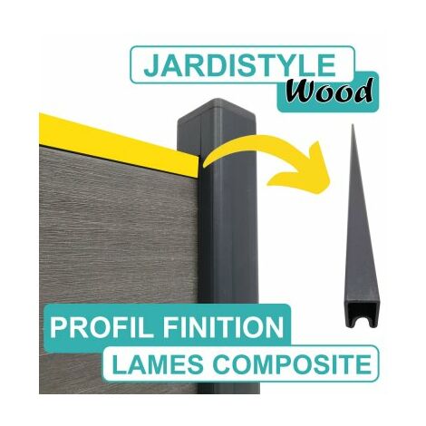 Cloture & Jardin – Profil de finition aluminium pour clôture composite – Longueur 180 cm – Hauteur 18 cm – Couleur gris anthracite – Éco-conçu et durable
