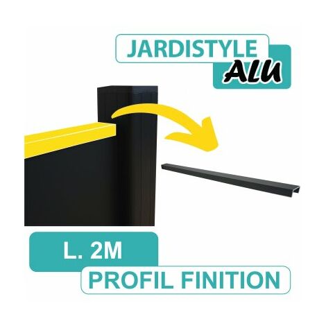 Cloture & Jardin – Profil de finition pour clôture aluminium 2m – Couleur gris anthracite RAL 7016 – Épaisseur 1.6mm – Compatible lames pleines et design