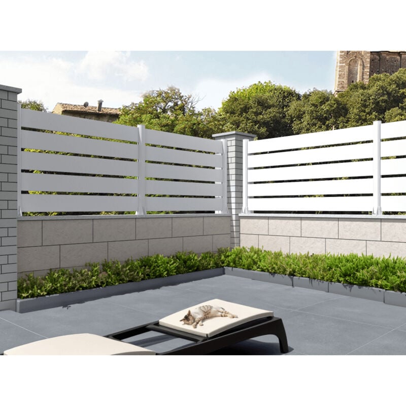 Clôture panneau ajouré Blanc l 1911 x h 565 mm 3 lames