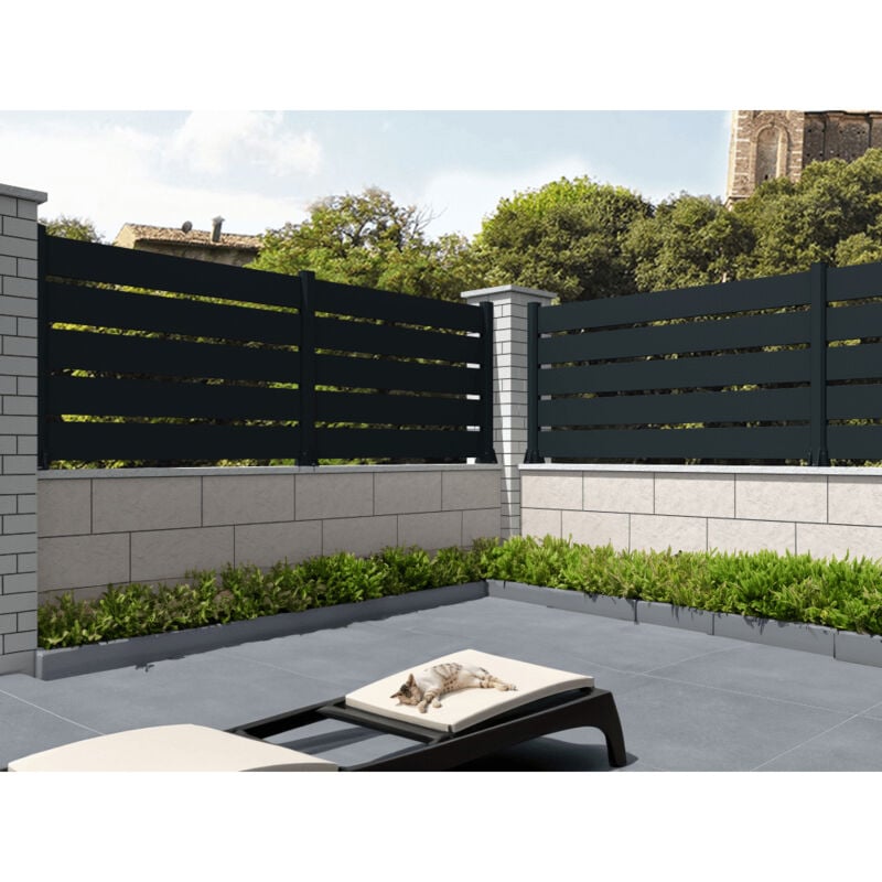 Clôture panneau ajouré Gris anthracite l 1911 x h 565 mm 3 lames
