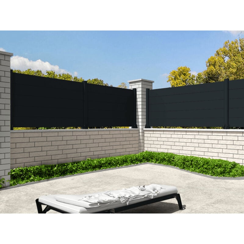 Ombrazur - Clôture panneau plein Gris anthracite l 1911 x h 515 mm 3 lames