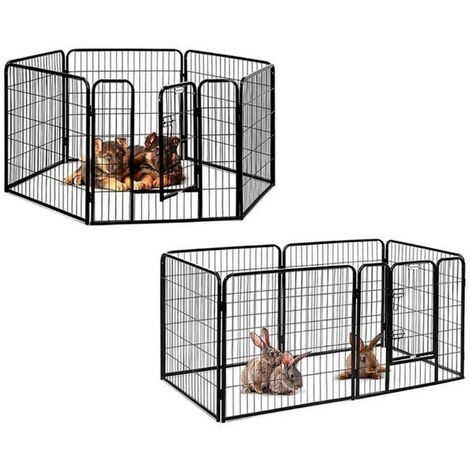 Clôture pour animaux de compagnie 6 portes pliantes réglables et mobiles noir