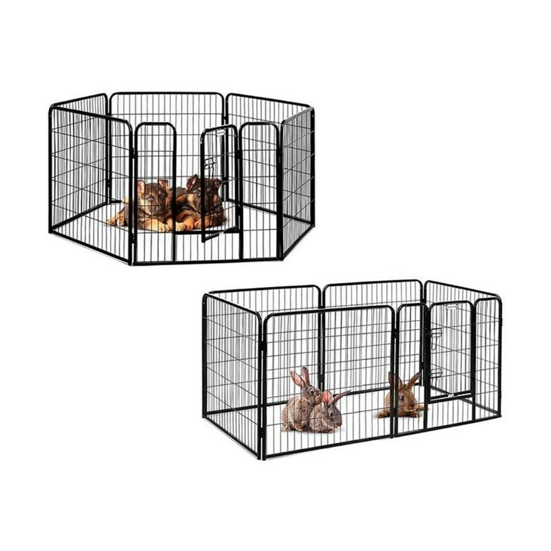 Yongqing - Clôture pour animaux de compagnie 6 portes pliantes réglables et mobiles noir