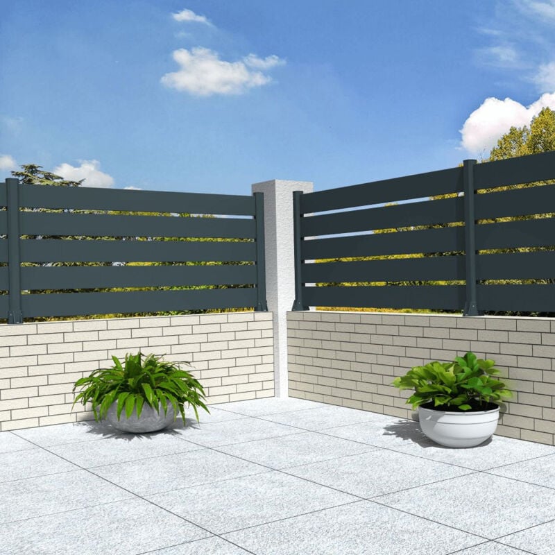 Clôture ranch panneau ajouré 3 lames l 1911 x h 565 mm (Gris anthracite structuré RAL7016ST)