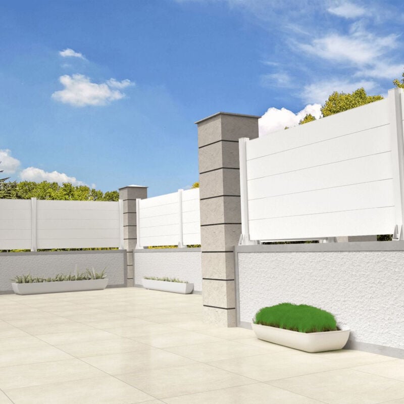 Clôture ranch panneau plein 3 lames l 1911 x h 515 mm (Blanc satiné RAL9010)